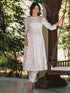 Janasya Women's White Pure Cotton Tie & Dye With Mirror Work A-line Kurta Pant Set